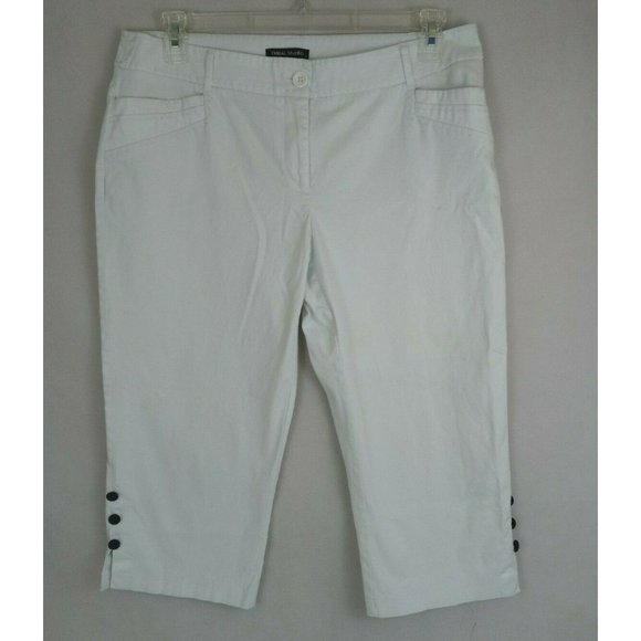 Tribal Studio Women's White Capri Pants With Button Accents Size 12P - Picture 2 of 9